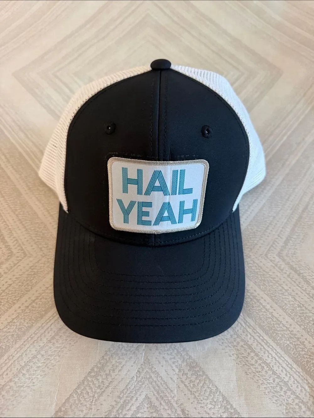 Hail Yeah Trucker Hat Black White Mesh Snapback Patch Cap Like New